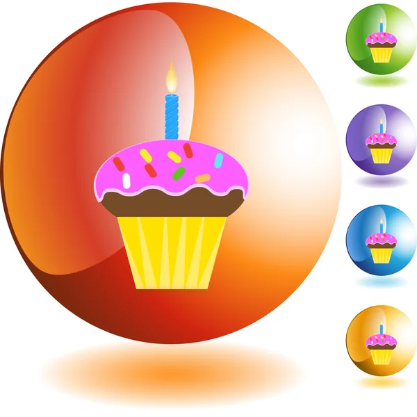 Cumpleaños Cupcake botón web — Archivo Imágenes Vectoriales