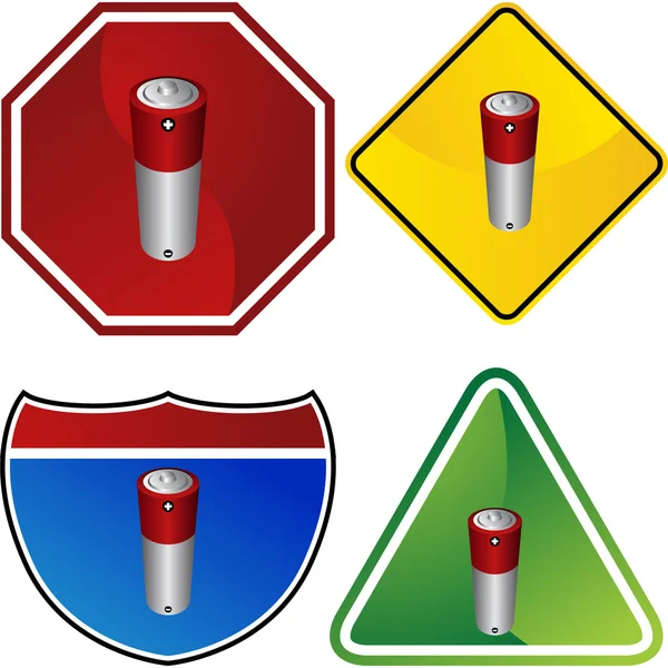 Ícones coloridos da bateria — Vetor de Stock