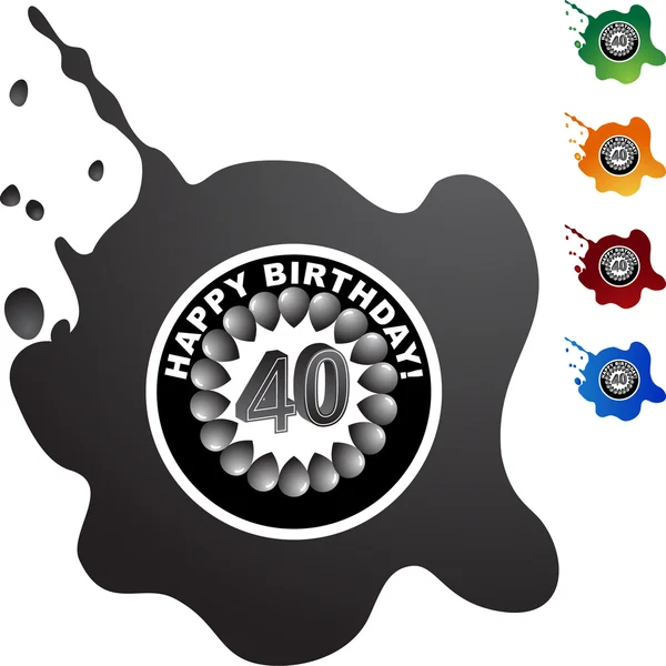 Happy Birthday Forty  web button — Stock Vector