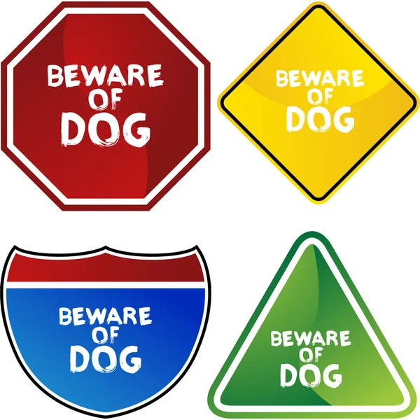 Pas op voor de hond kleurrijke pictogrammen — Stockvector