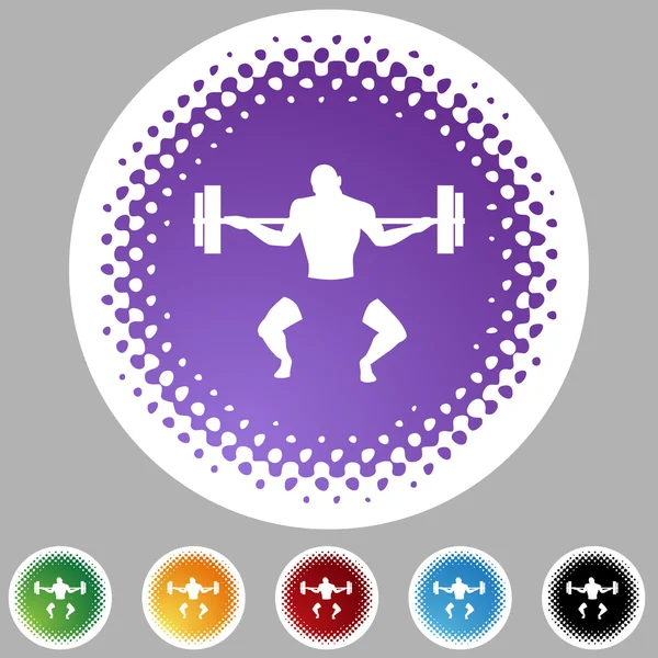 Bodybuilder web button — Stock Vector