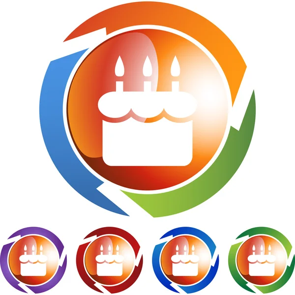 Urodzinowy tort przycisk web — Wektor stockowy