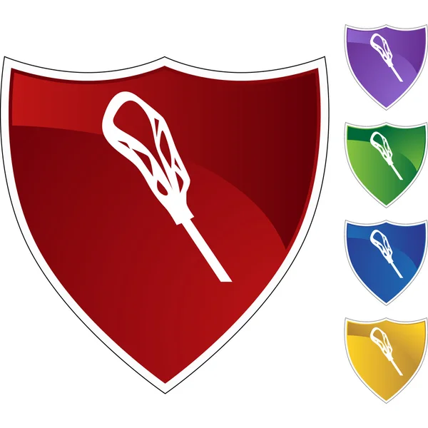 Lacrosse stick icon button Stock Vector