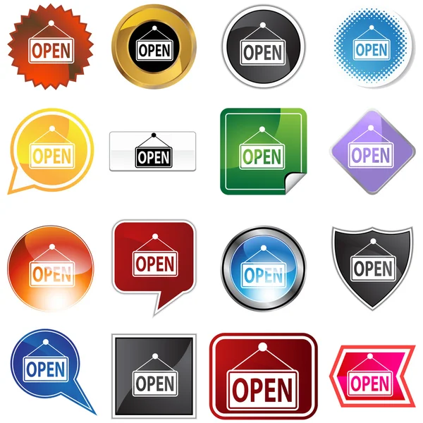 Open Sign Icon Set — Stock Vector