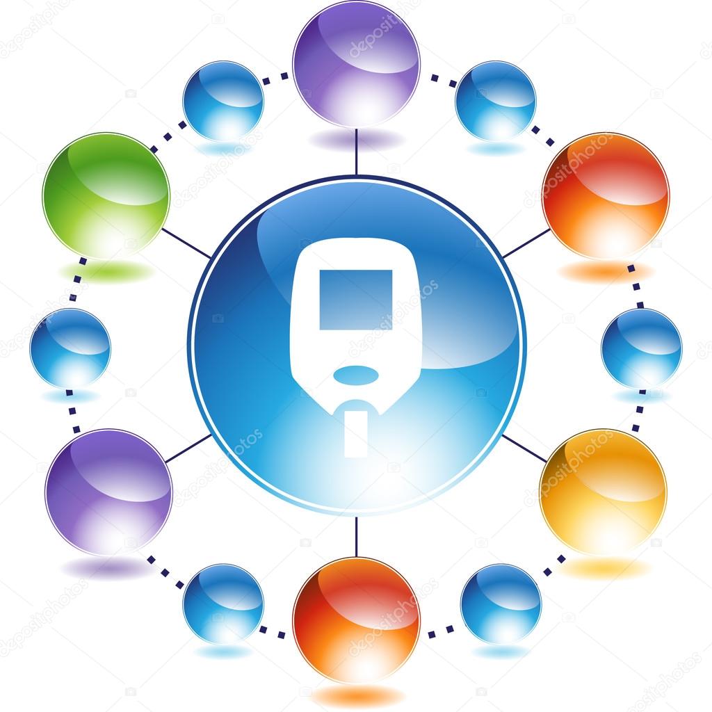 Diabetes Blood Test Monitor icon set