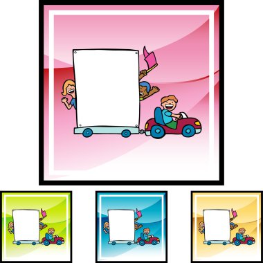 Çocuklar ve mobil işareti düğmesi