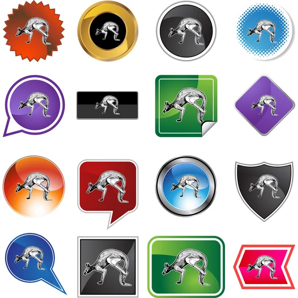 Kangaroo icon button — Stock Vector