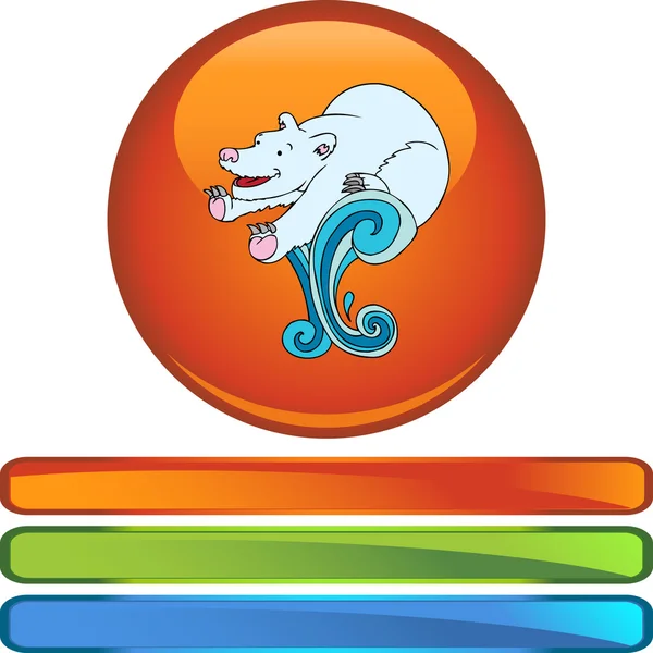 Polar Bear web button — Stock Vector
