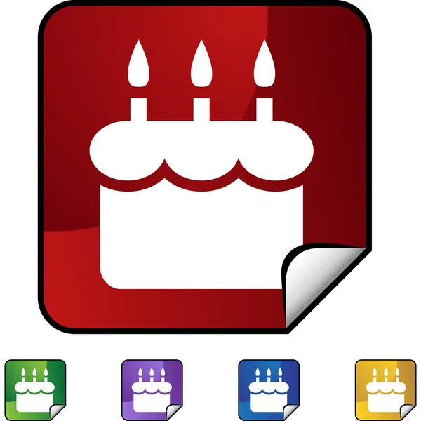 Birthday cake web button — Stock Vector