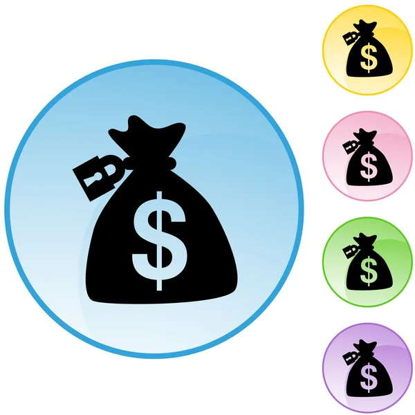 Locked Money Bag web icon — Stock Vector