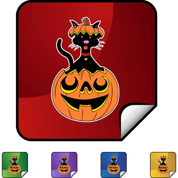 Bouton Halloween Cat — Image vectorielle