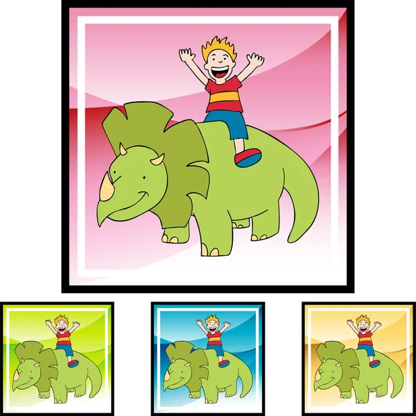 A Triceratops és a fiú pókháló ikon — Stock Vector