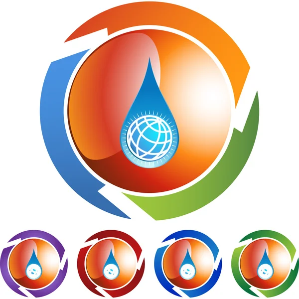 Água Drop World botão web — Vetor de Stock