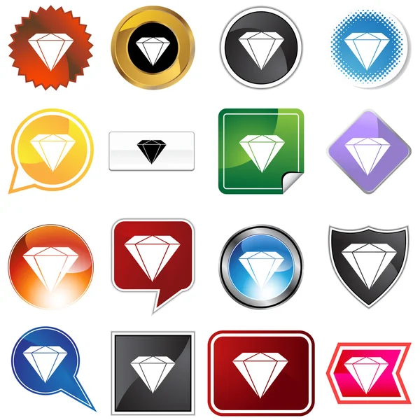 Diament klejnot odmiany zestaw ikona — Wektor stockowy