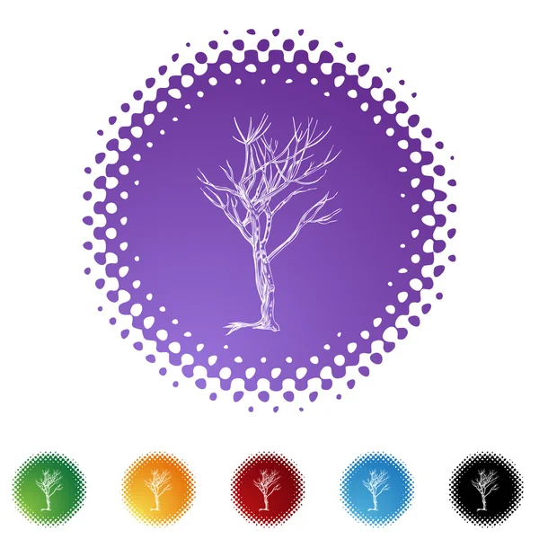 Γυμνό δέντρο κουμπί web — Διανυσματικό Αρχείο