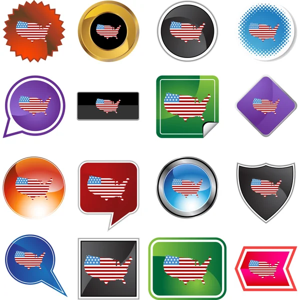 America flag map icon — Stock Vector