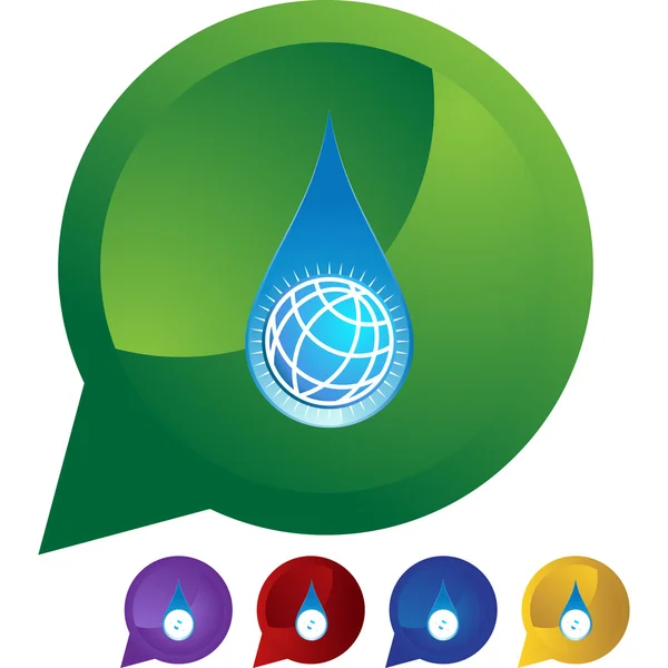 Water Drop World web knop — Stockvector