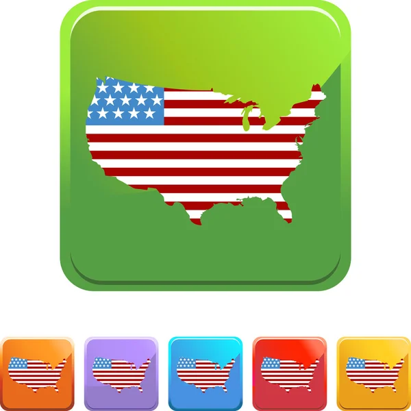 America flag map icon — Stock Vector