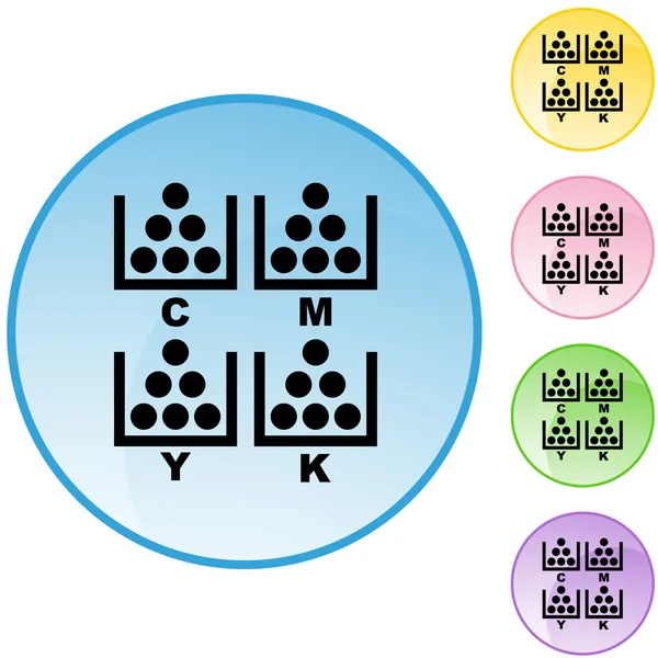 CMYK druk przycisk zestaw — Wektor stockowy