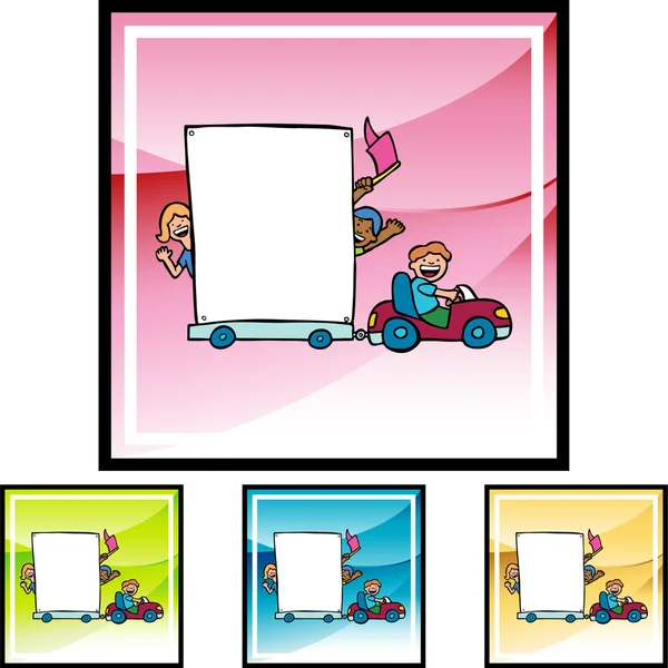 孩子们和移动标志的按钮 — 图库矢量图片