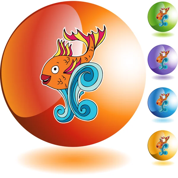 Goldfish  icon button — Stock Vector