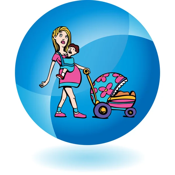 Young Mother web icon — Stock Vector