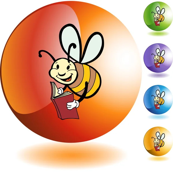 Bouton web Bee Reading — Image vectorielle