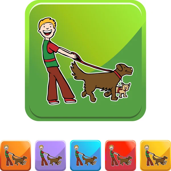 Cão Walker ícone web — Vetor de Stock