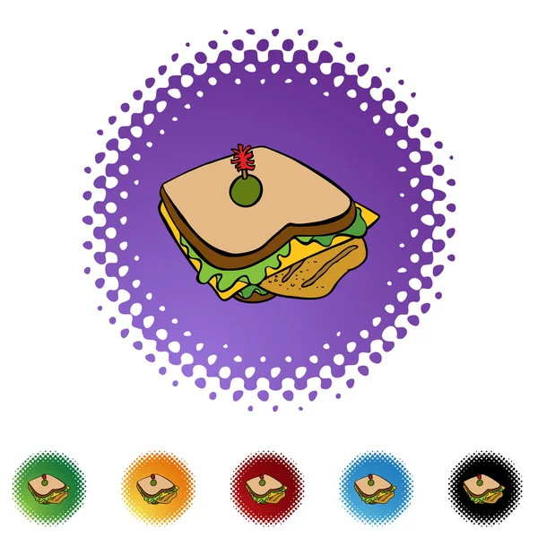 Sandwich au poulet bouton web — Image vectorielle