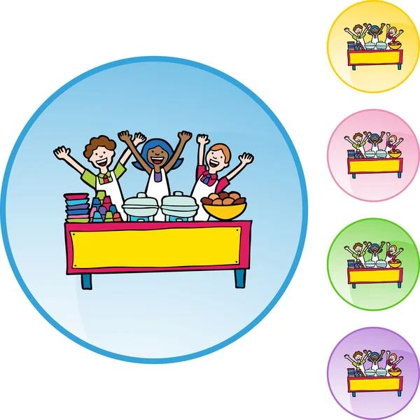 Kids in Buffet web icon — Stock Vector