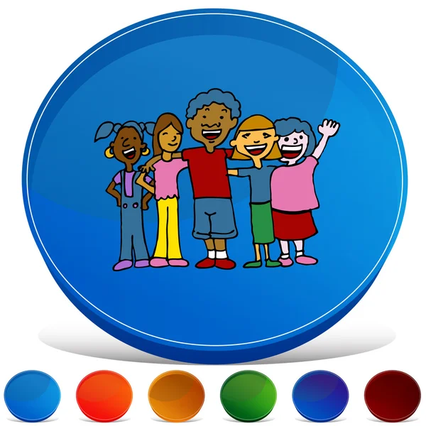 Children Diversity Gemstone Button Set — Stock Vector