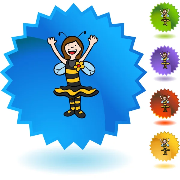 Ícone web Bee Girl — Vetor de Stock