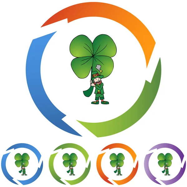 Leprechaun with green leaf — Stock Vector