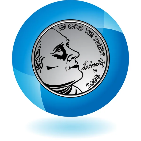 Money coin web button — Stock Vector