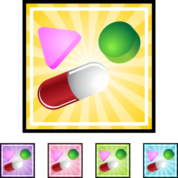 Pills web button — Stock Vector