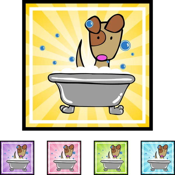Puppy in Bath web button — Stock Vector