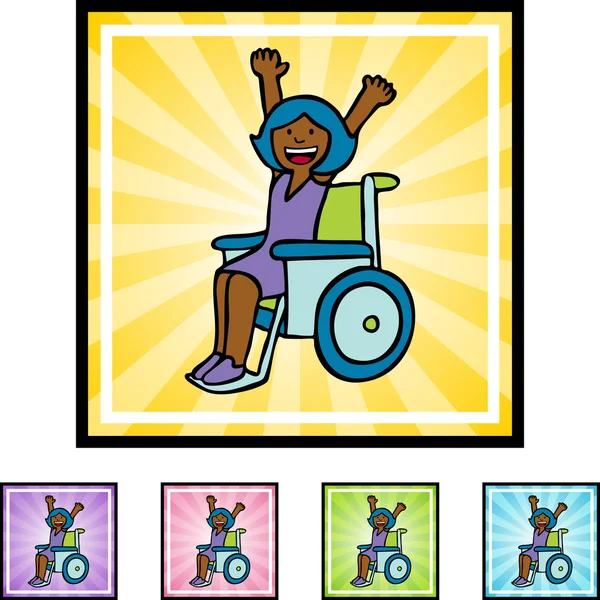 残疾的女孩按钮 — 图库矢量图片