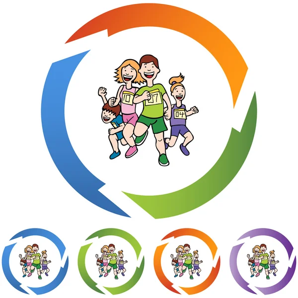 Familie Running web pictogram — Stockvector