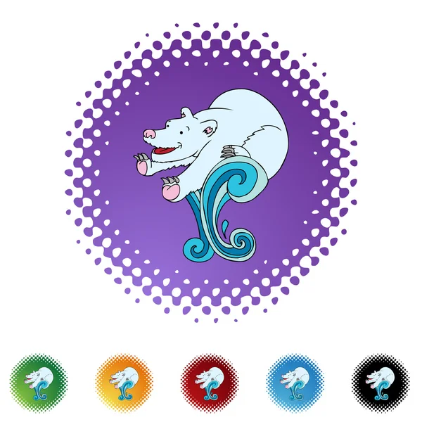 Polar Bear web button — Stock Vector