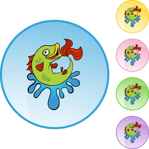 Fish web button — Stock Vector