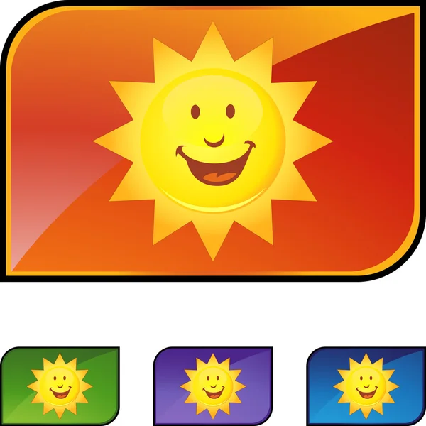 Sonriente icono web Sol — Vector de stock