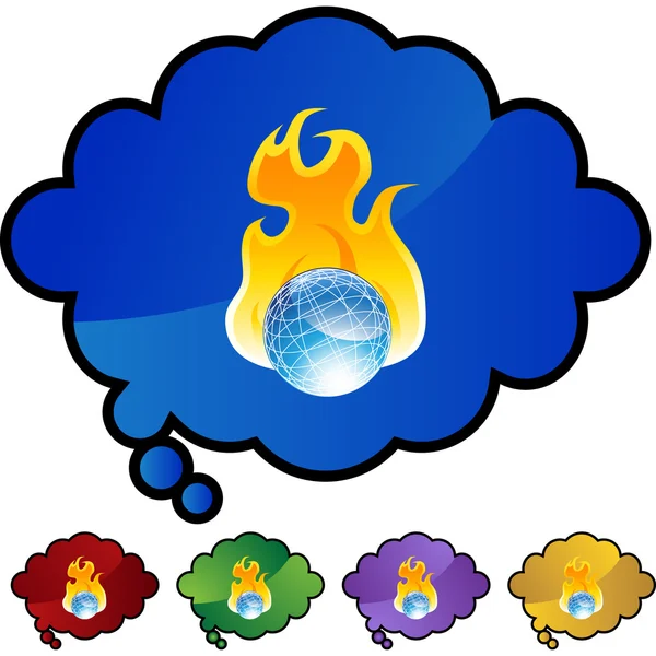 Buton web Burning Globe — Vector de stoc