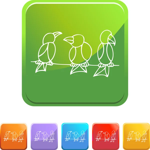 Bouton web Oiseaux perchés — Image vectorielle