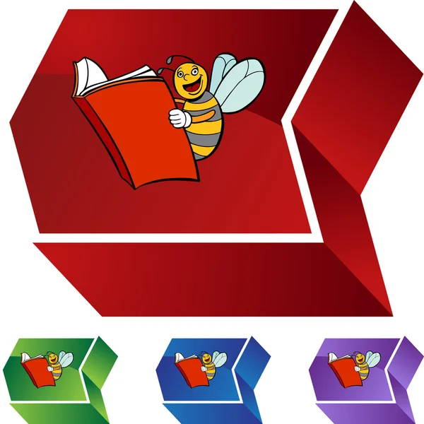 Bee Reading botão web — Vetor de Stock