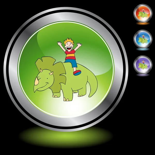 Εικονίδιο web Triceratops και αγόρι — Διανυσματικό Αρχείο