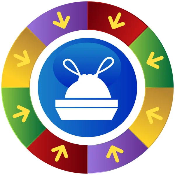 Prullenmand de knoop van het pictogram van de zak — Stockvector