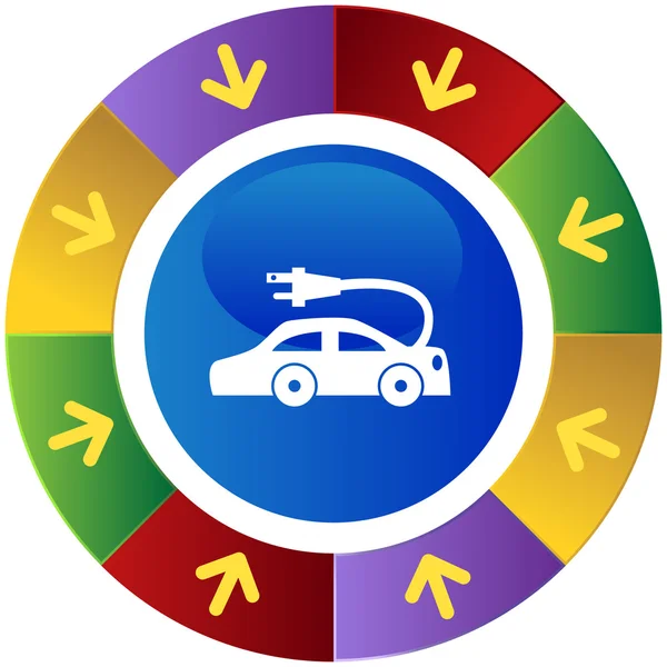 Ηλεκτρικό αυτοκίνητο κουμπί εικονίδιο — Διανυσματικό Αρχείο