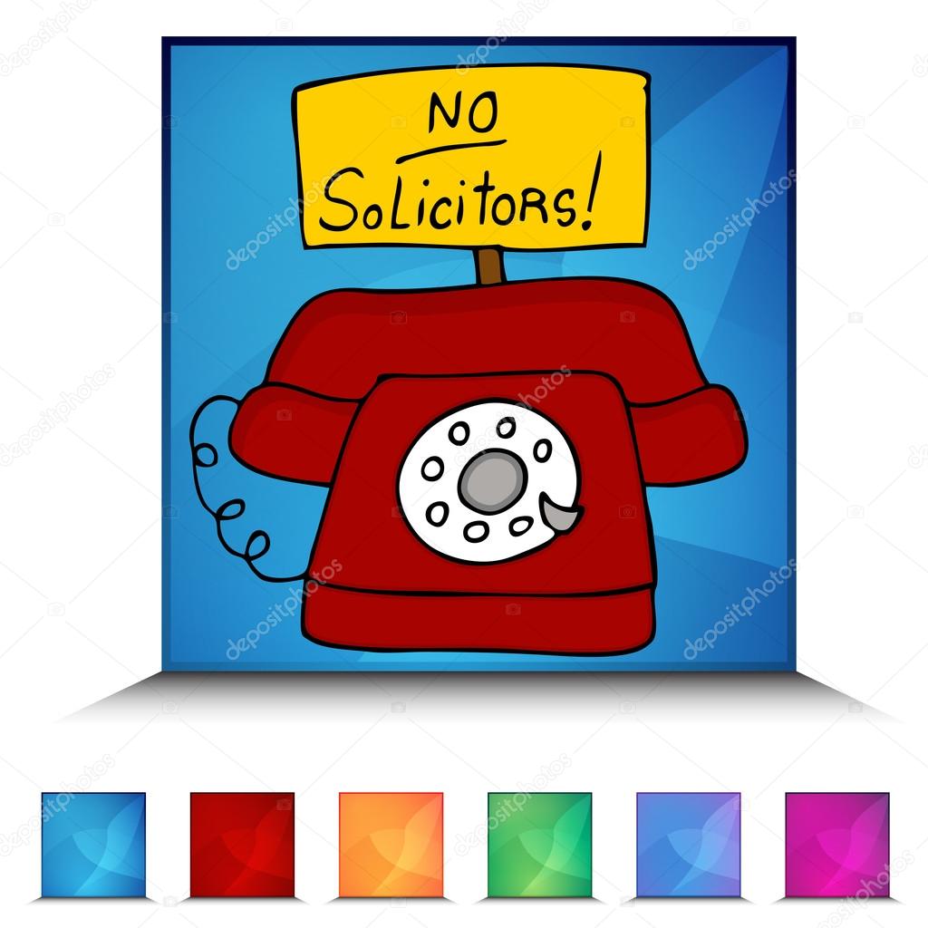 No Solicitors Telephone Mosaic Crystal Button Set