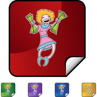 mutlu bir kadın tutarak para