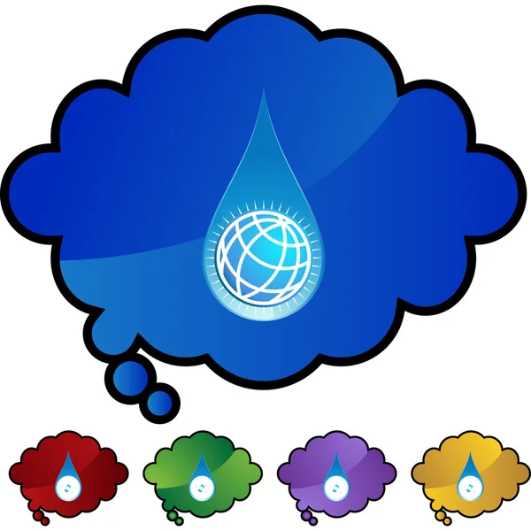 Water Drop World  web button — Stock Vector